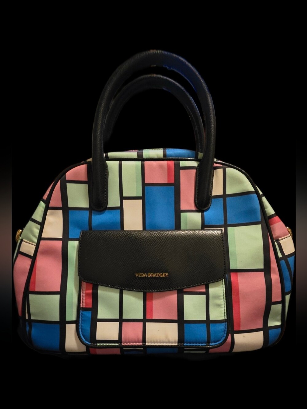 Vera Bradley Exotic Floral Grid Colorblock Bowler